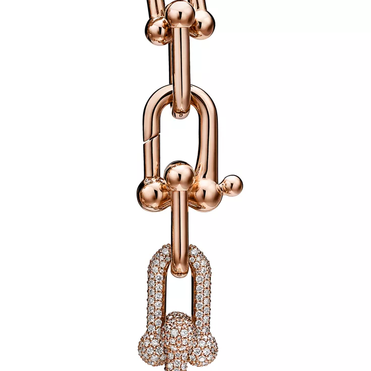 Tiffany HardWear:Large Link Bracelet in Rose Gold with Pavé Diamonds, 4
