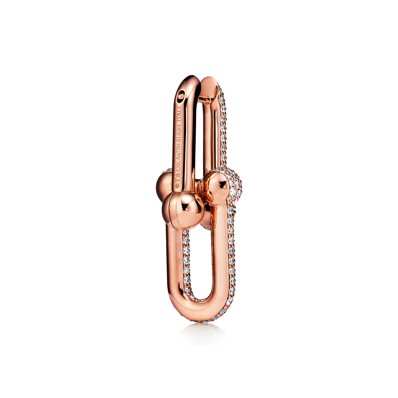 Tiffany HardWear:Large Link Earrings in Rose Gold with Pavé Diamonds image number 2