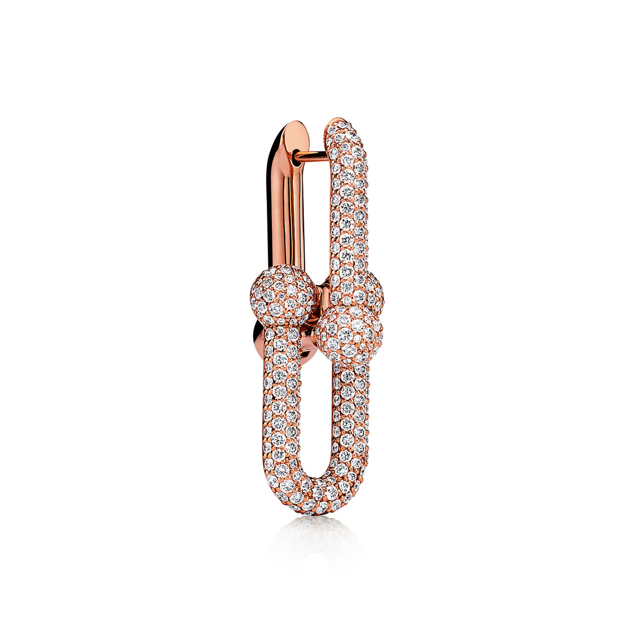 Tiffany HardWear:Large Link Earrings in Rose Gold with Pavé Diamonds image number 3