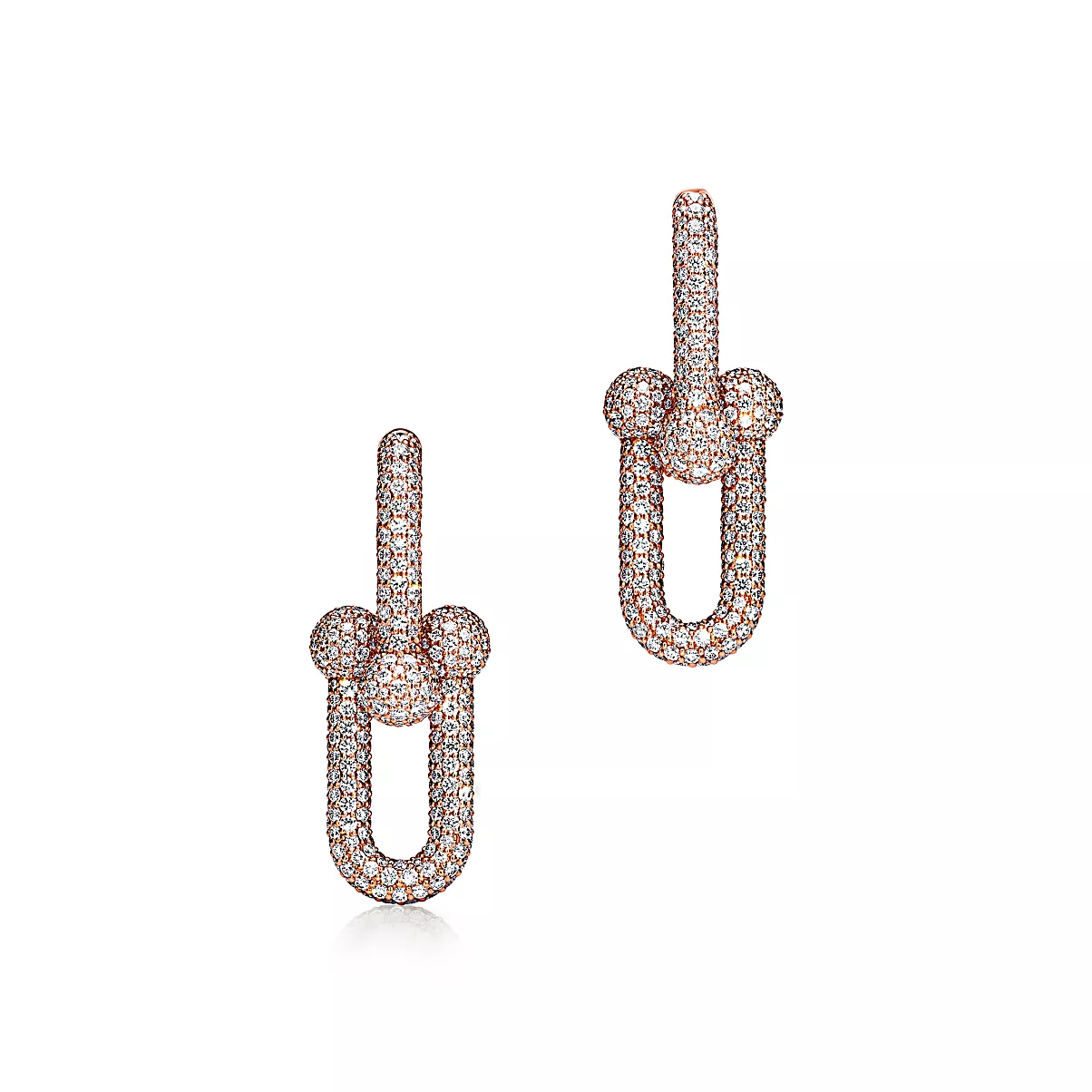 Tiffany HardWear Earrings 18K 로즈 골드 라운드 브릴리언트 다이아몬드 One Scale