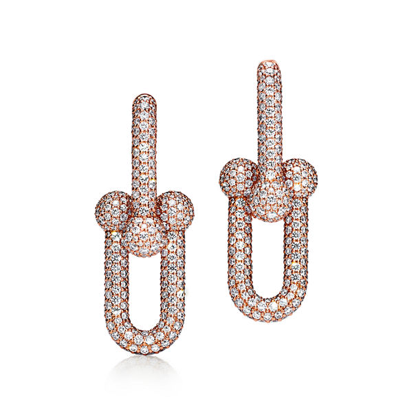 Tiffany HardWear:Large Link Earrings in Rose Gold with Pavé Diamonds