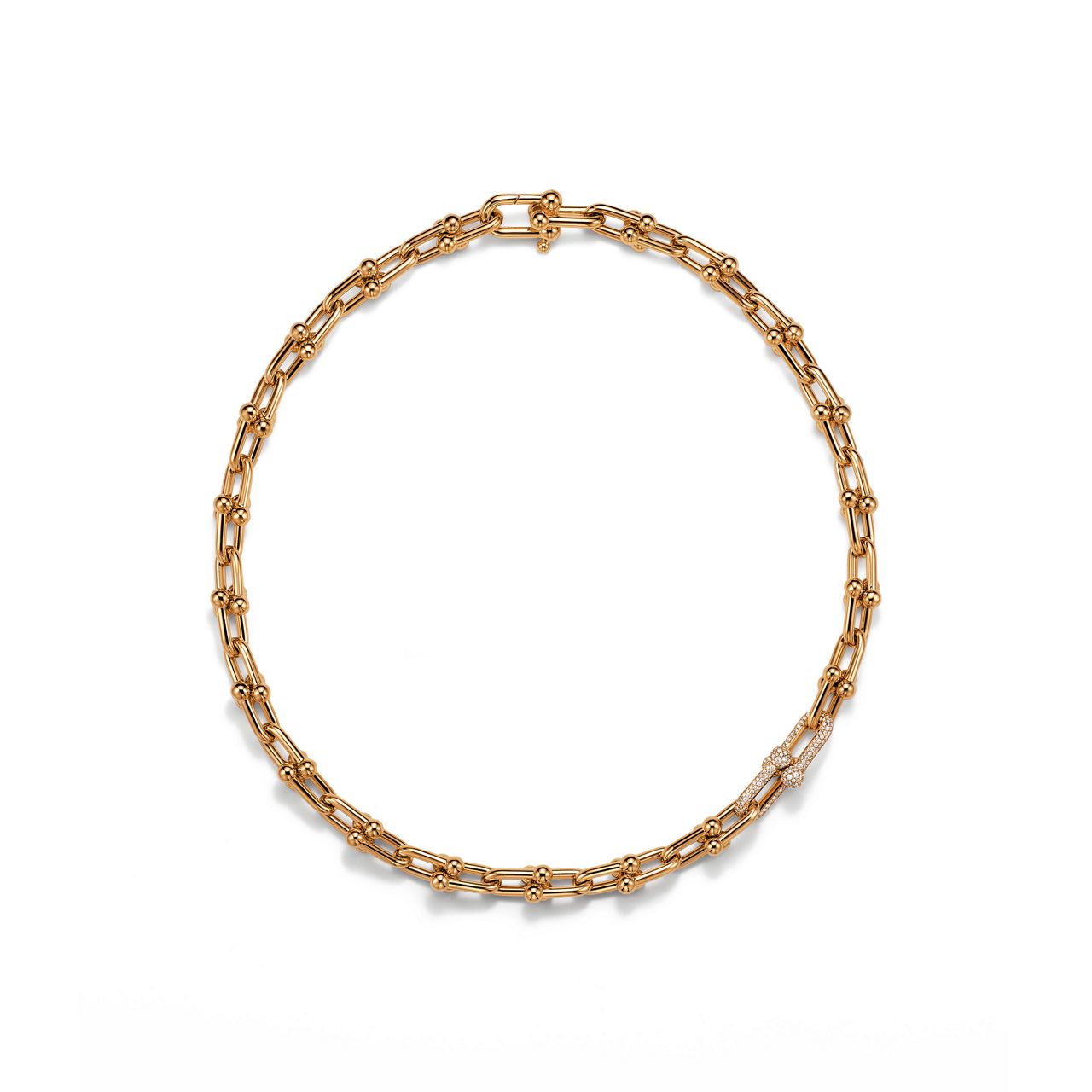 Tiffany HardWear:Medium Link Necklace in Yellow Gold with Diamonds image number 3