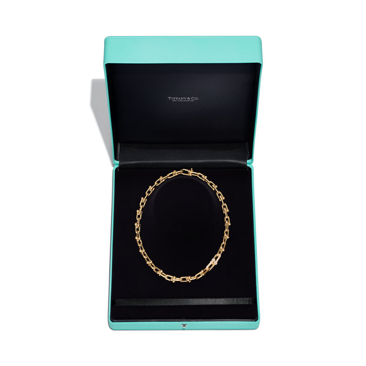 Tiffany HardWear:Medium Link Necklace in Yellow Gold with Diamonds image number 5