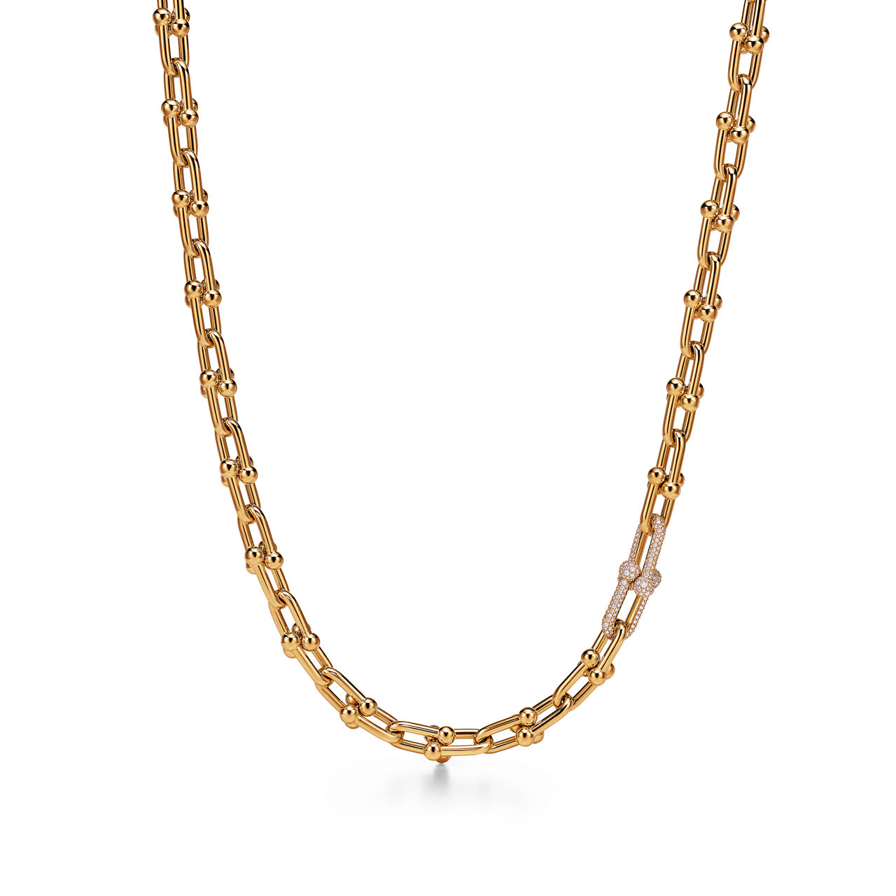 Tiffany HardWear:Medium Link Necklace in Yellow Gold with Diamonds image number 0