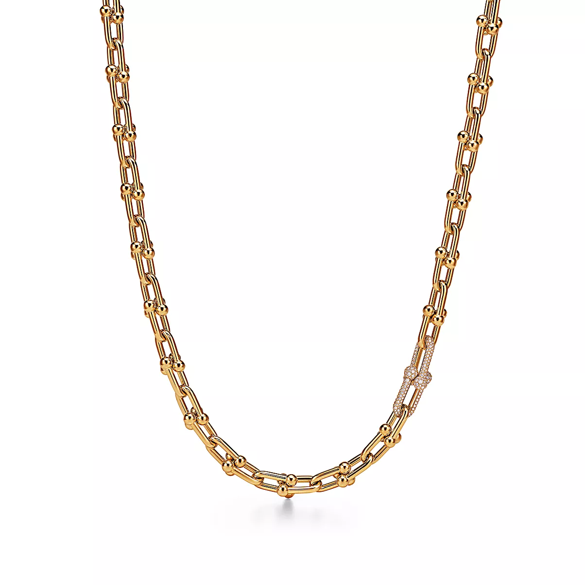 Tiffany HardWear Necklace 18K 옐로우 골드 라운드 브릴리언트 다이아몬드 One Scale