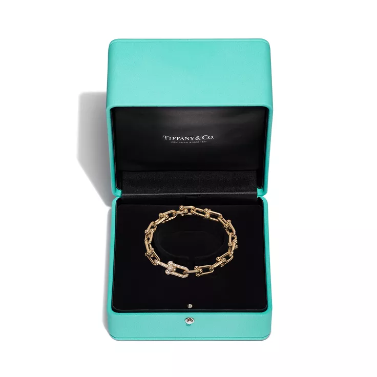 Tiffany HardWear:Medium Link Bracelet in Yellow Gold with Diamonds, 5