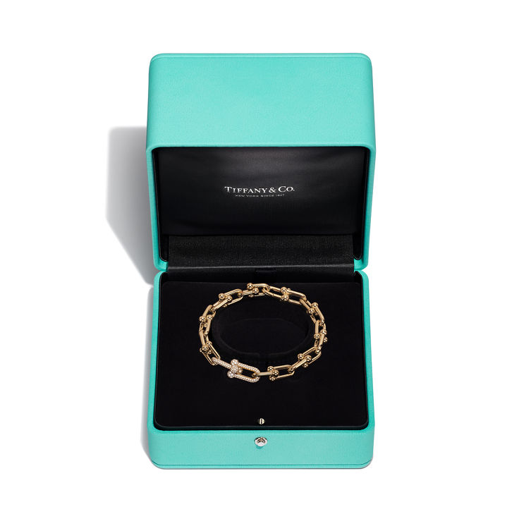 Tiffany HardWear:Medium Link Bracelet in Yellow Gold with Diamonds image number 5