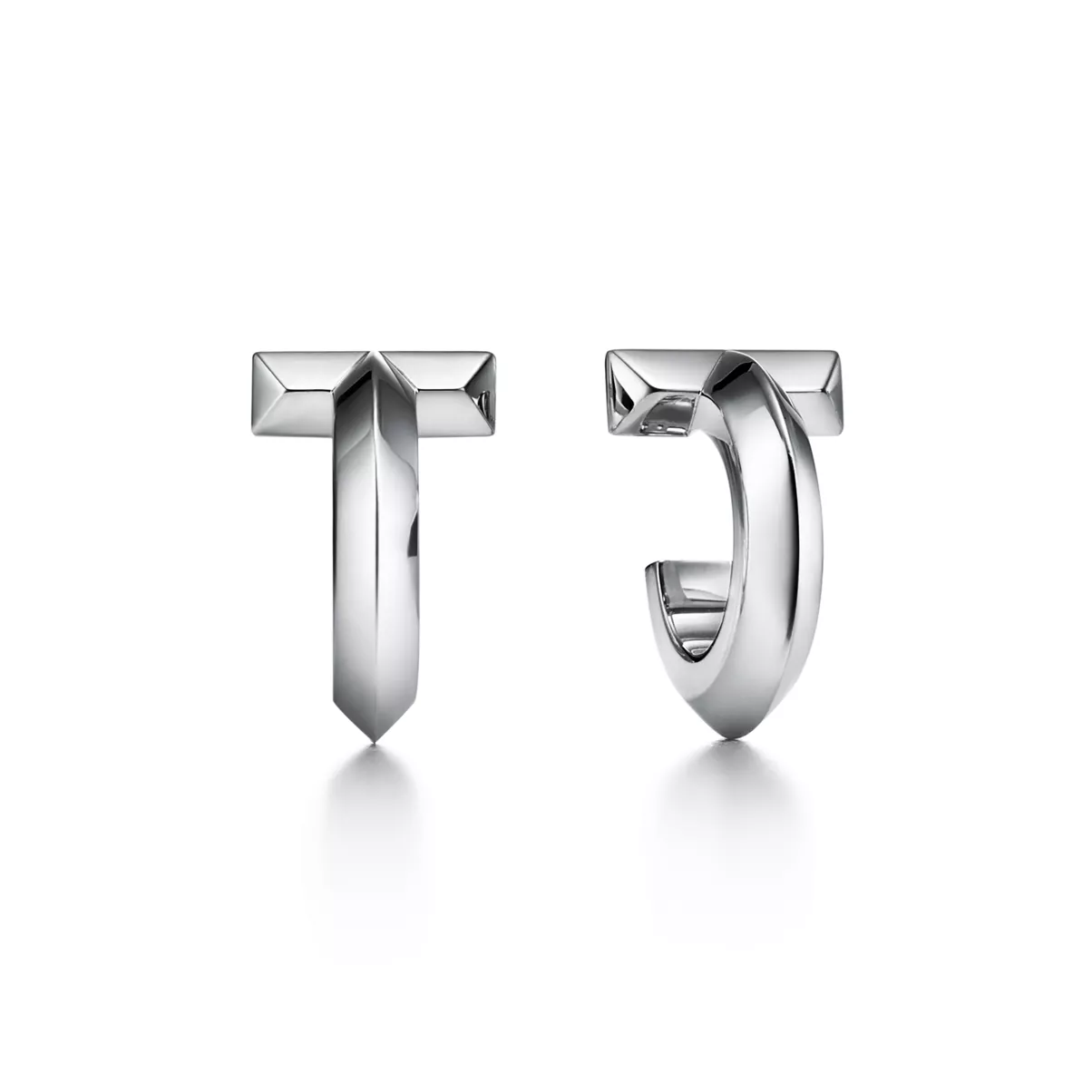 T1 Hoop Earrings in White Gold