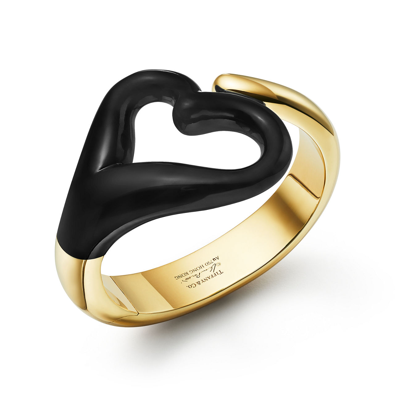 Elsa Peretti®:Open Heart Cuff in Yellow Gold with Black Jade image number 2