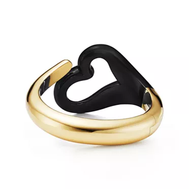 Elsa Peretti®:Open Heart Cuff in Yellow Gold with Black Jade, 3
