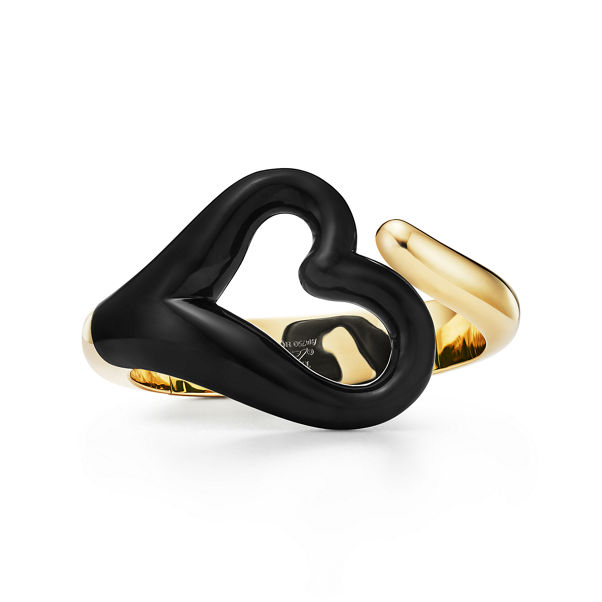 Elsa Peretti®:Open Heart Cuff in Gelbgold mit schwarzer Jade