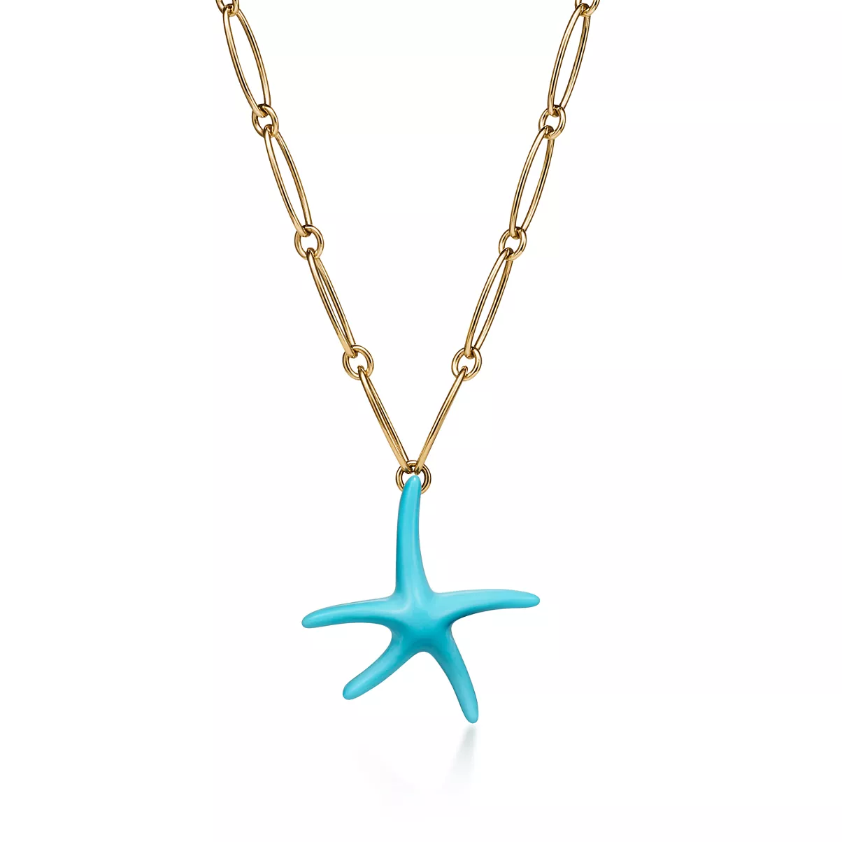 Seesternanh&auml;nger in Gelbgold mit T&uuml;rkis