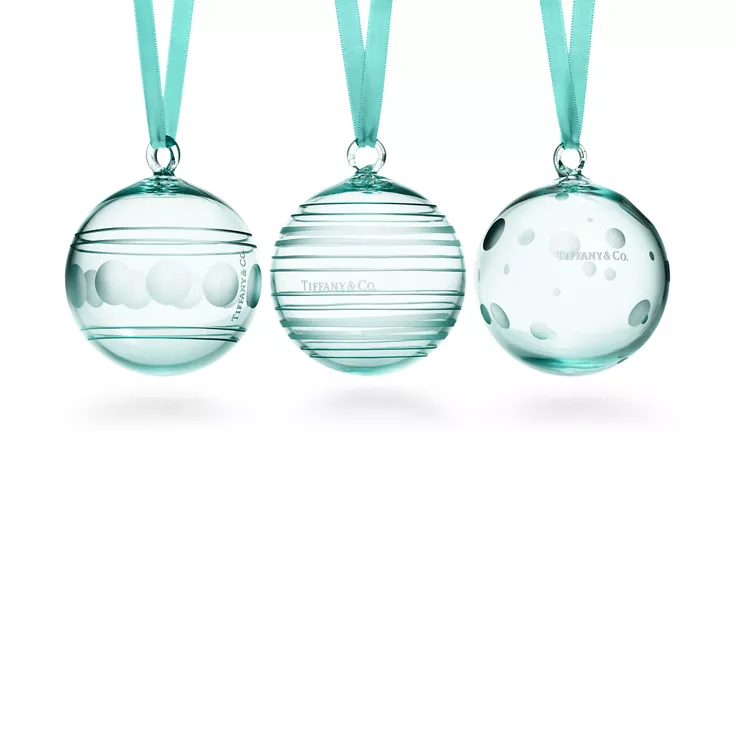 Ball Ornaments in Tiffany Blue® Crystal Glass, 1