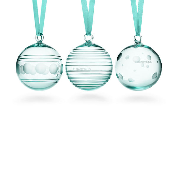 Ball Ornaments in Tiffany Blue® Crystal Glass