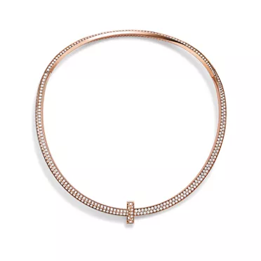 Tiffany T:T1 Pavé Diamond Necklace in Rose Gold, 2