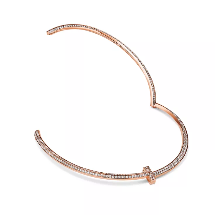 Tiffany T:T1 Pavé Diamond Necklace in Rose Gold, 5