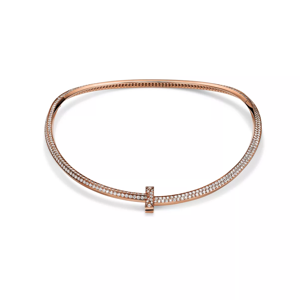 T1 Pav&eacute; Diamond Necklace in Rose Gold