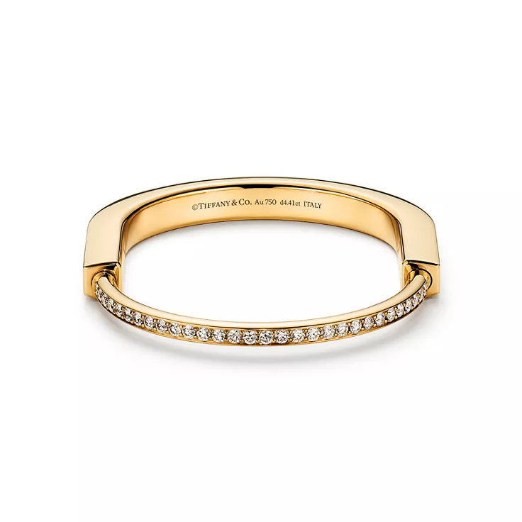 Tiffany Lock:Bangle in Yellow Gold with Full Pav&eacute; Diamonds, 5