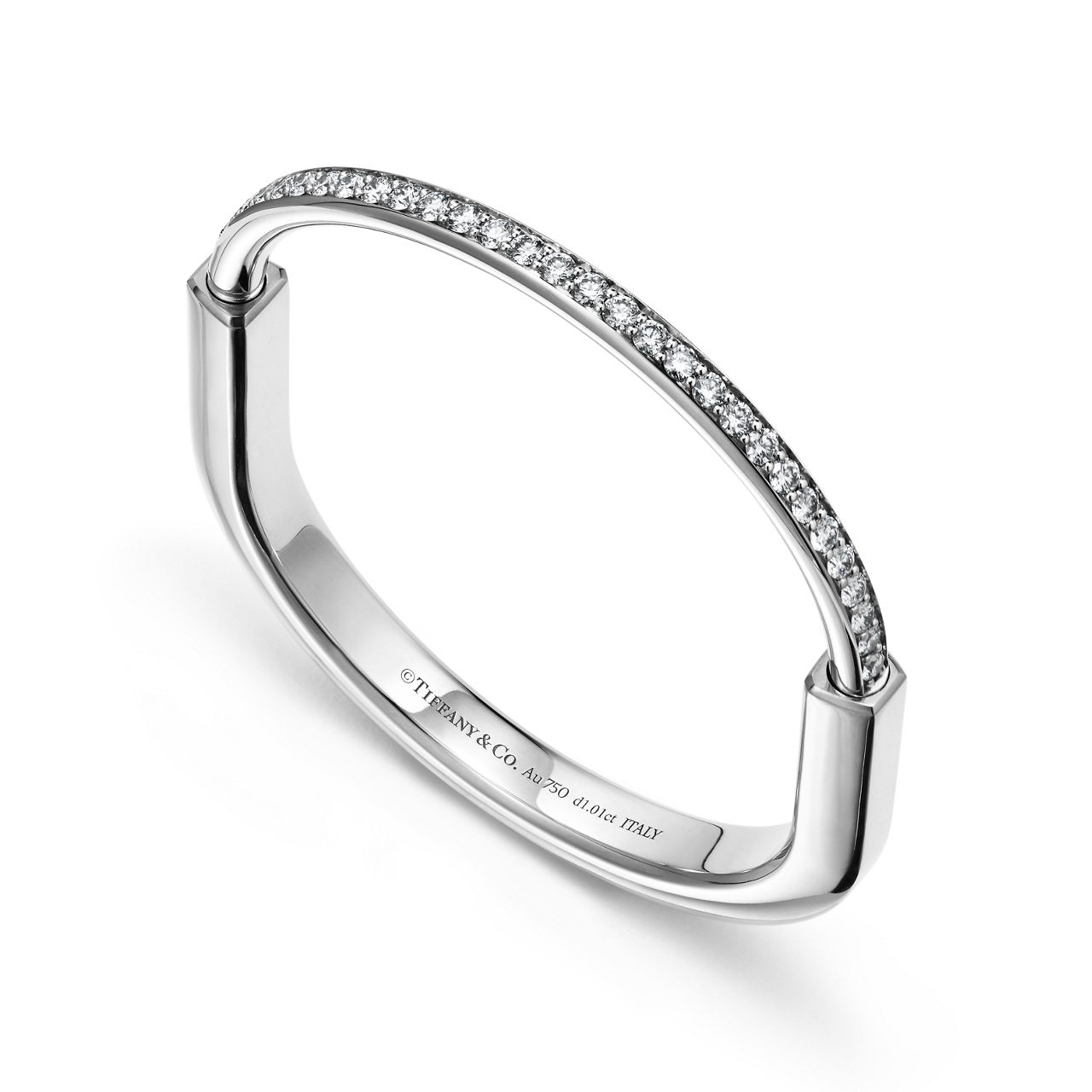 Tiffany Lock:Bangle in White Gold with Half Pavé Diamonds image number 3