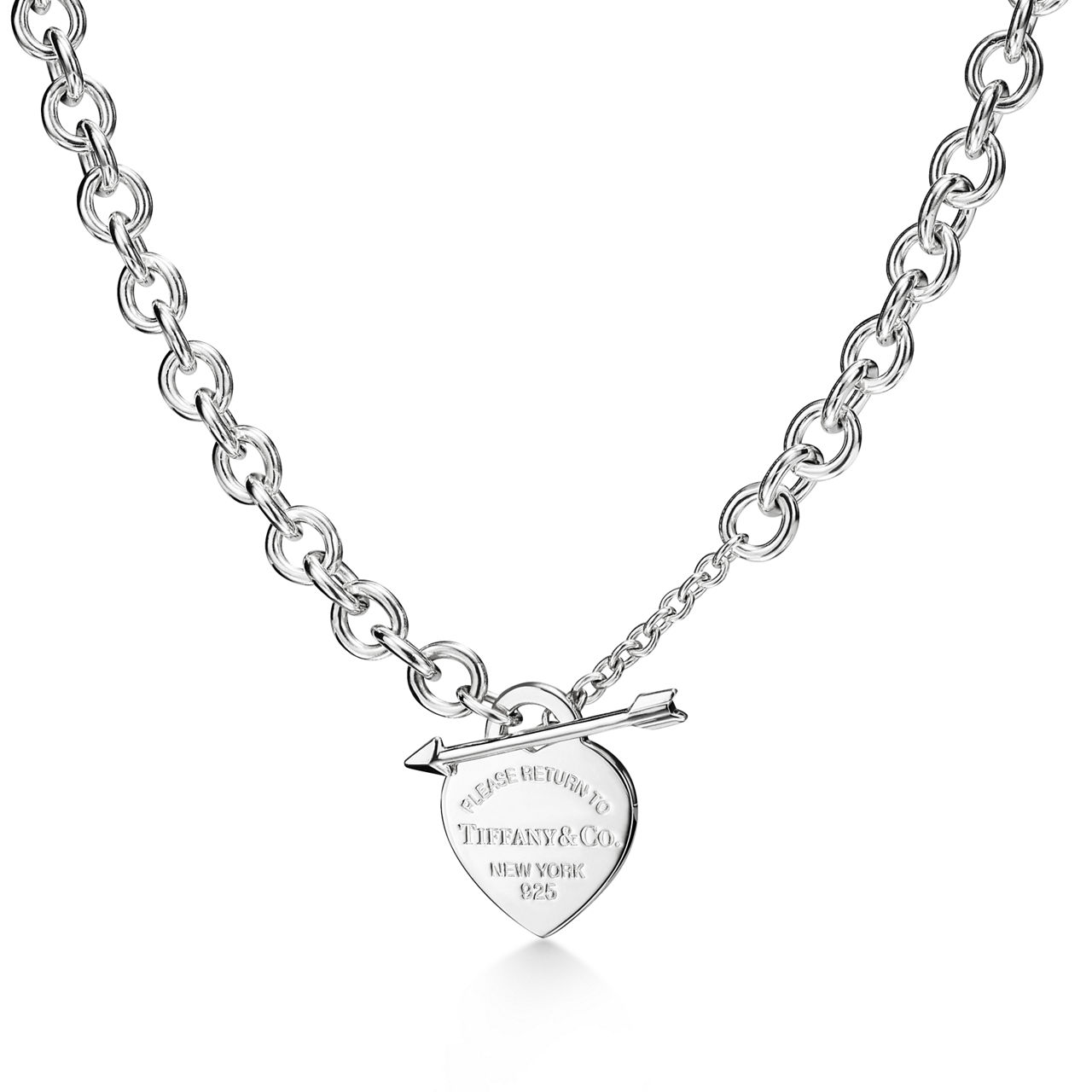 Lovestruck Heart Tag Necklace in Silver, Medium