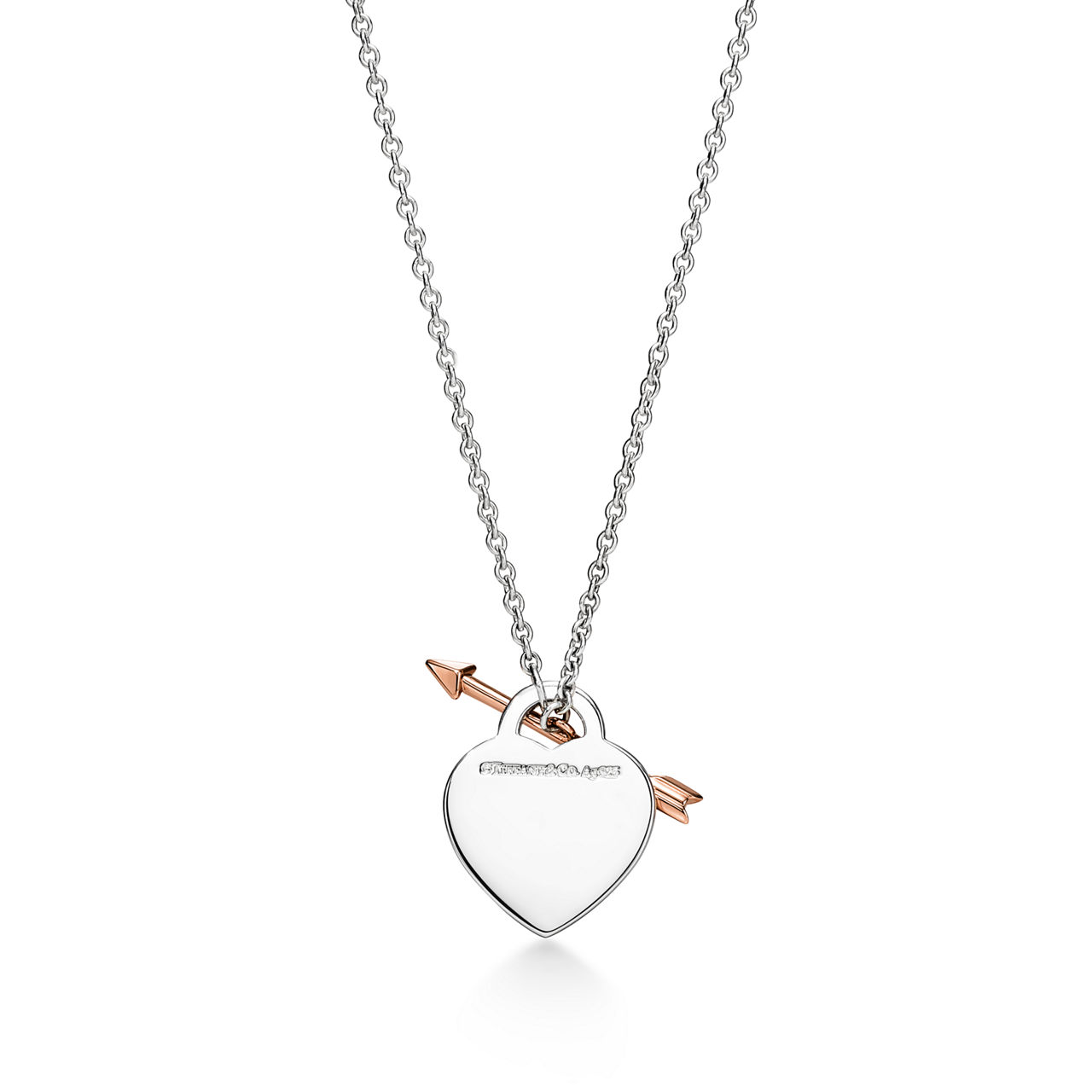 Return to Tiffany™:Lovestruck Heart Tag Pendant in Silver and Rose Gold, Medium image number 2