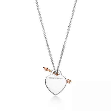 Return to Tiffany®:Lovestruck Heart Tag Pendant in Silver and Rose Gold, Medium, 2
