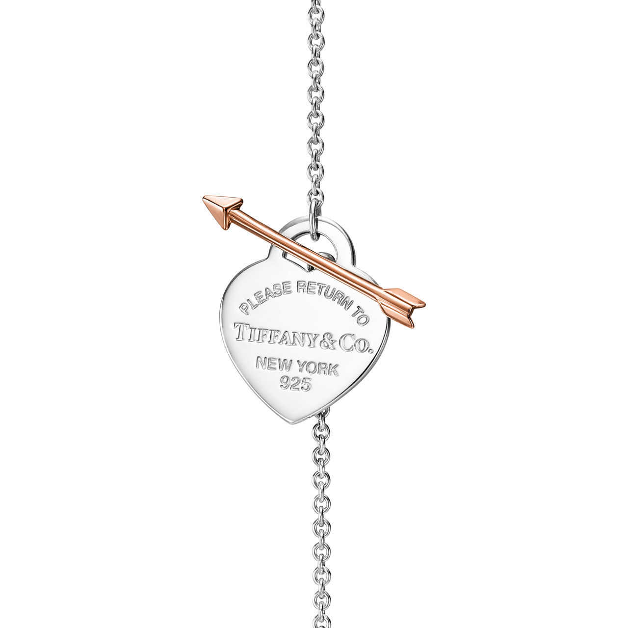 Return to Tiffany™:Lovestruck Heart Tag Pendant in Silver and Rose Gold, Medium image number 3