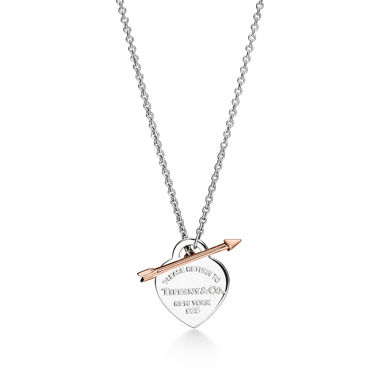 Lovestruck Heart Tag Pendant in Silver and Rose Gold, Medium