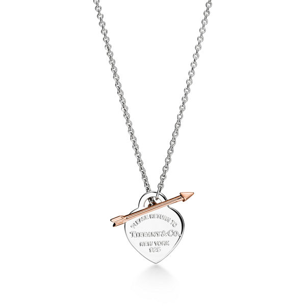 Return to Tiffany™:Lovestruck Heart Tag Pendant in Silver and Rose Gold, Medium