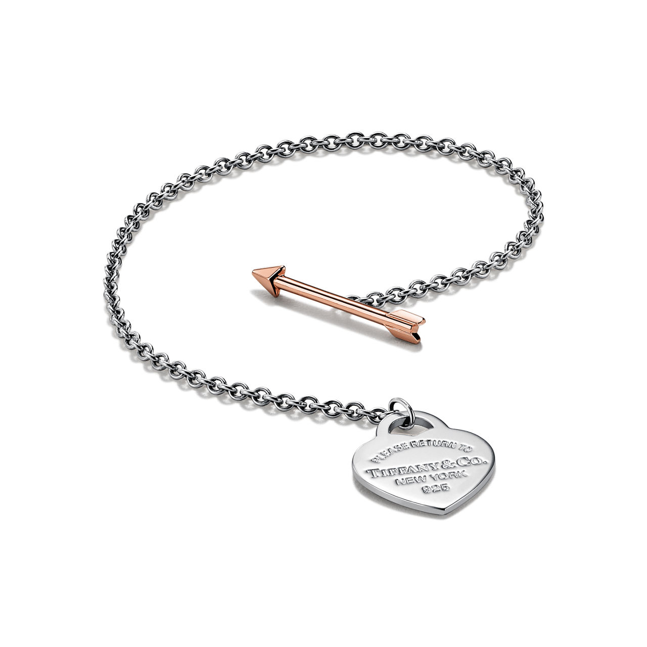 Return to Tiffany™:Lovestruck Heart Tag Bracelet in Silver and Rose Gold, Small image number 3