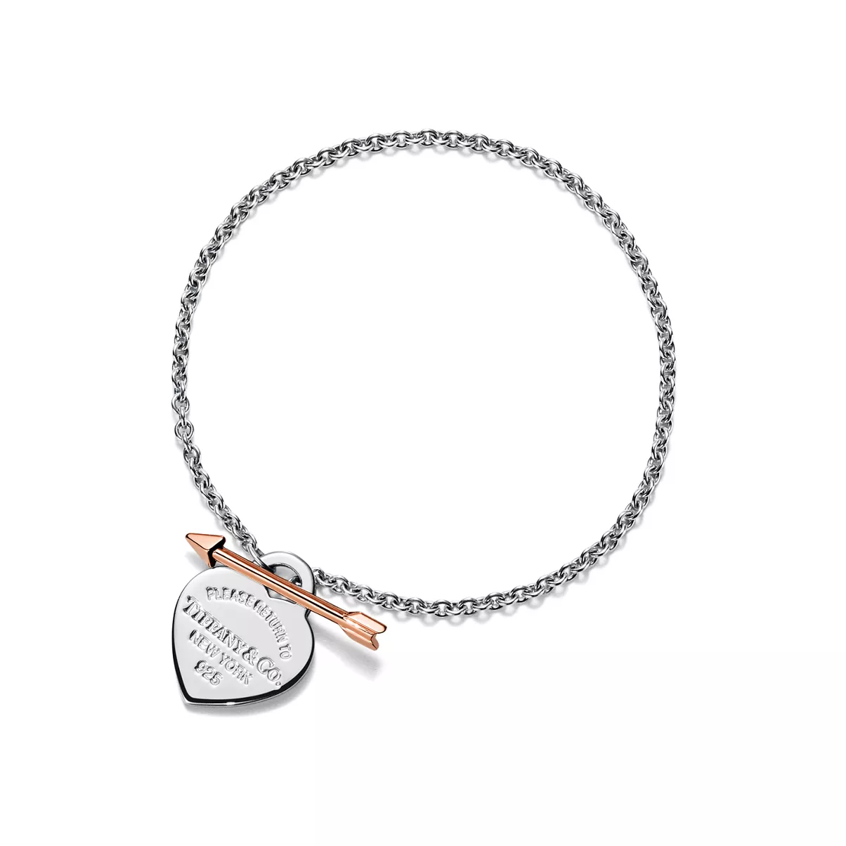 Lovestruck Heart Tag Bracelet in Silver and Rose Gold, Small