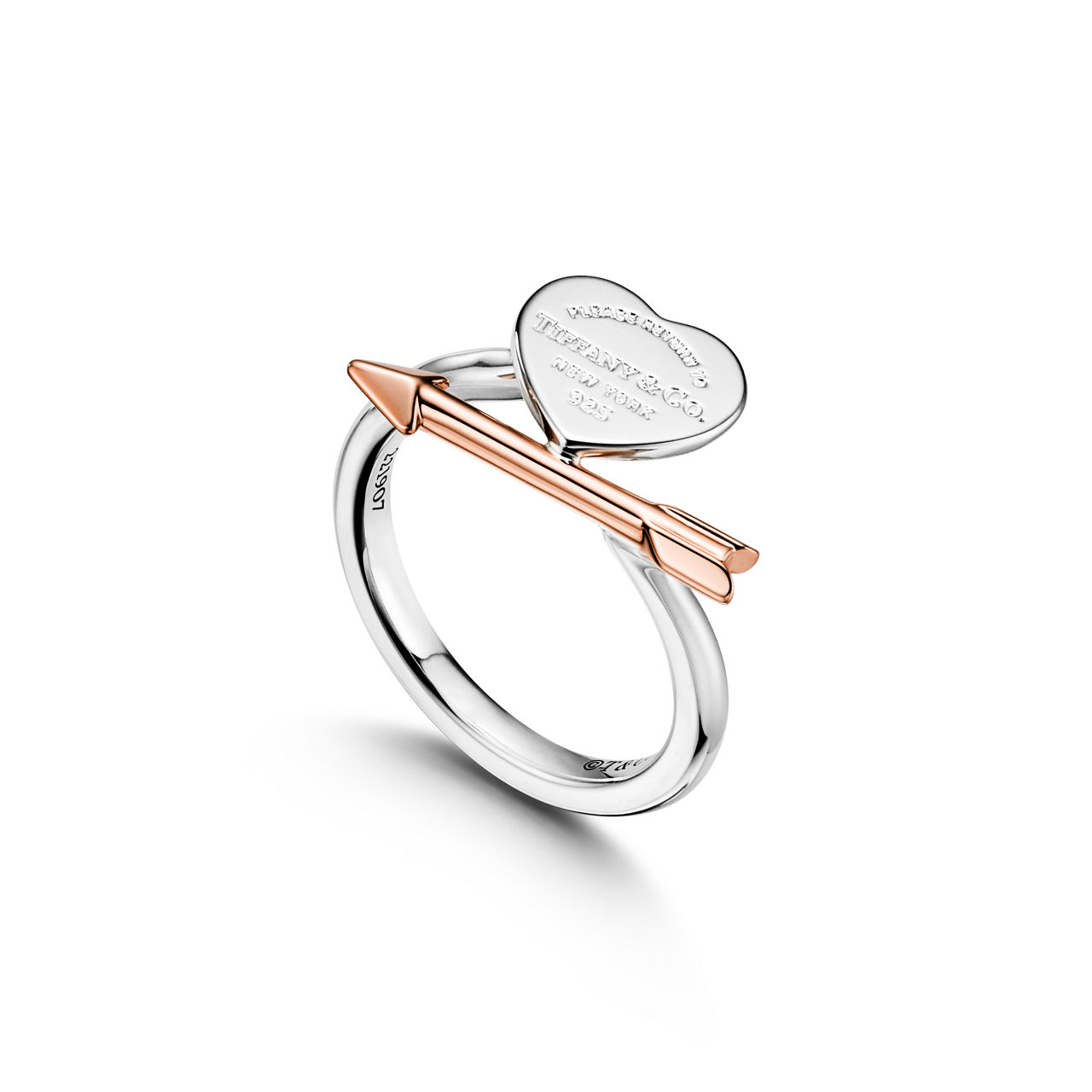 Return to Tiffany™:Lovestruck Heart Tag Ring in Silver and Rose Gold image number 2