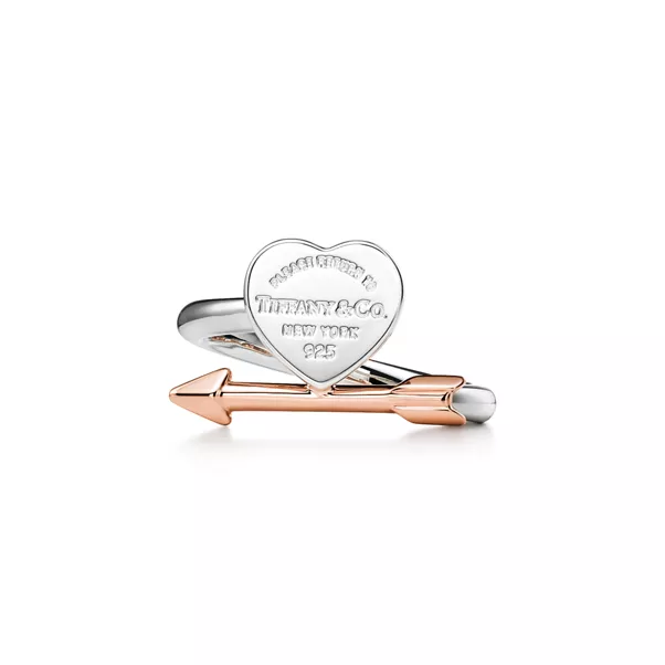 Anillo de insignia de corazón Lovestruck en plata y oro rosa