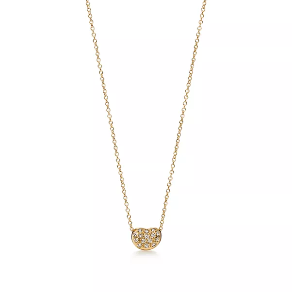 Bean Design Anhänger in Gelbgold mit Pavé-Diamanten, 6,5 mm