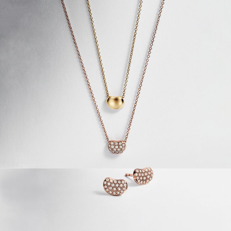 Elsa Peretti®:Bean Design Anhänger in Roségold mit Pavé-Diamanten, 6,5 mm Bildnummer 4