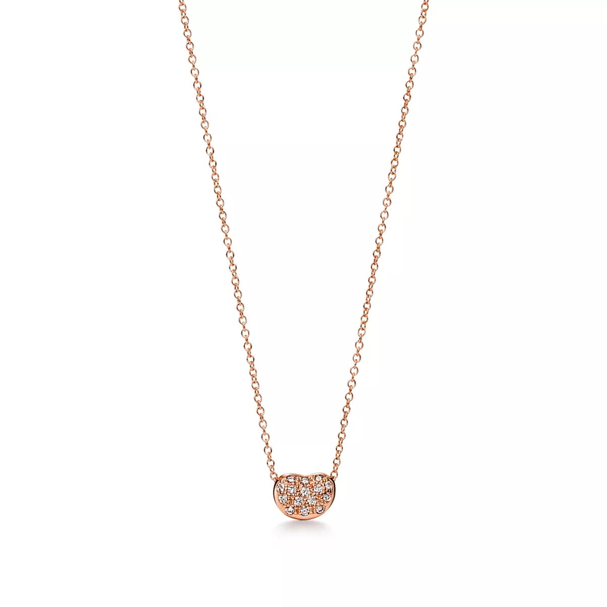 Bean design Pendant in Rose Gold with Pav&eacute; Diamonds, 6.5 mm