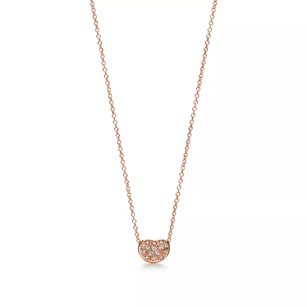 Bean Design Anhänger in Roségold mit Pavé-Diamanten, 6,5 mm