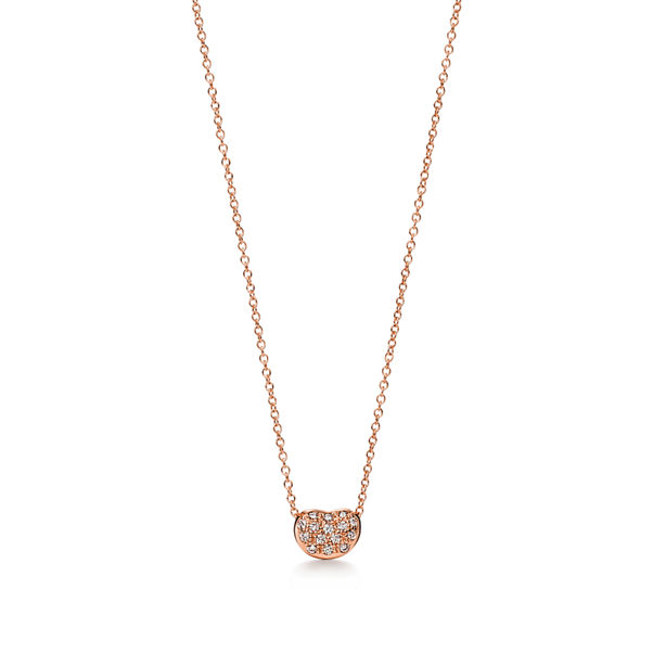 Elsa Peretti®:Bean Design Anhänger in Roségold mit Pavé-Diamanten, 6,5 mm