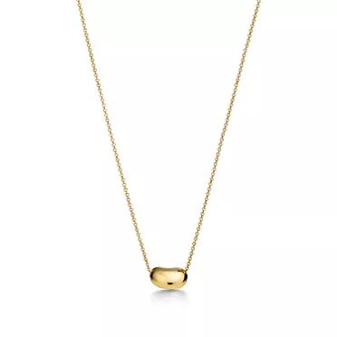 Elsa Peretti®:Bean design Pendant in Yellow Gold with Pavé Diamonds, 12 mm, 2