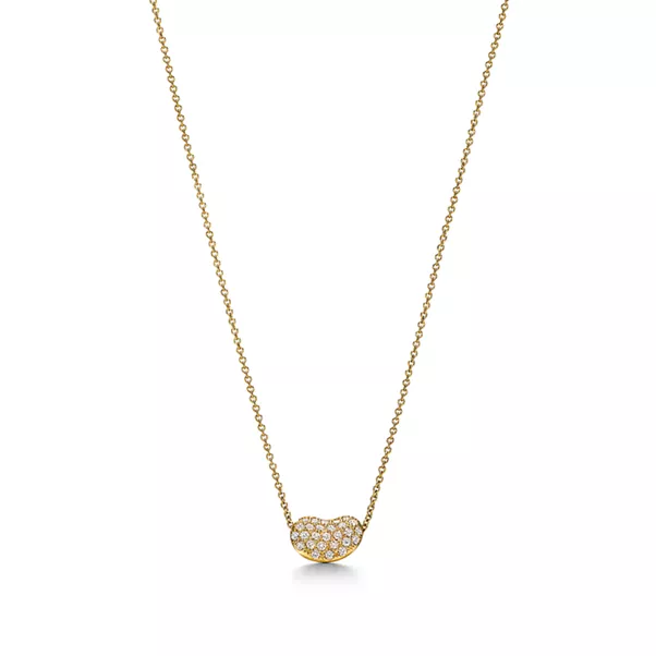 Bean Design Anhänger in Gelbgold mit Pavé-Diamanten, 12 mm