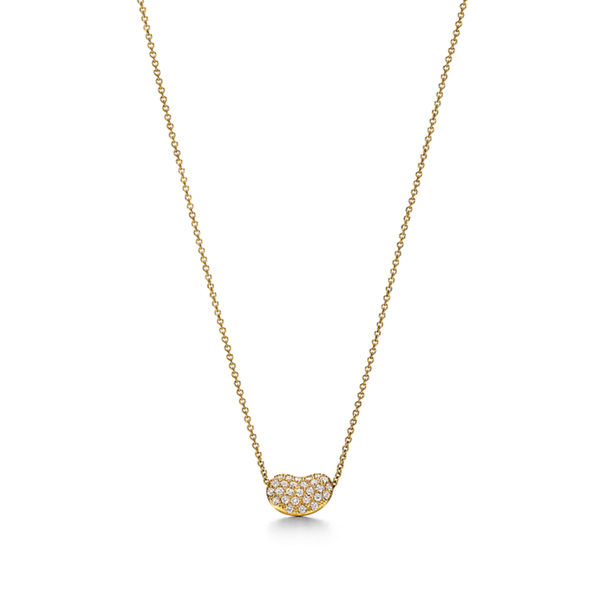 Elsa Peretti®:Bean design Pendant in Yellow Gold with Pavé Diamonds, 12 mm