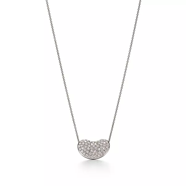 Bean Design Anhänger in Platin mit Pavé-Diamanten, 18 mm