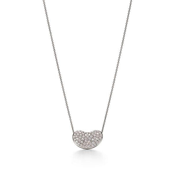 Elsa Peretti®:Bean design Pendant in Platinum with Pavé Diamonds, 18 mm