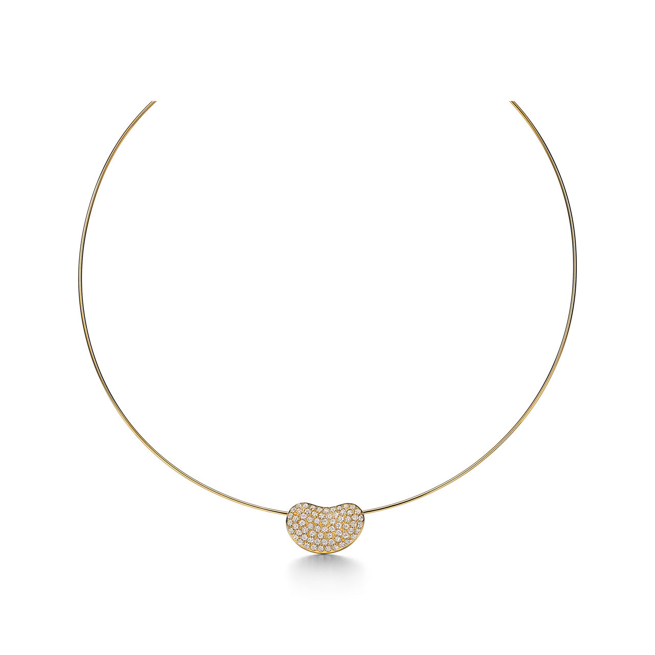 Elsa Peretti®:Bean design Wire Necklace in Gold with Pavé Diamonds, 20 mm image number 2