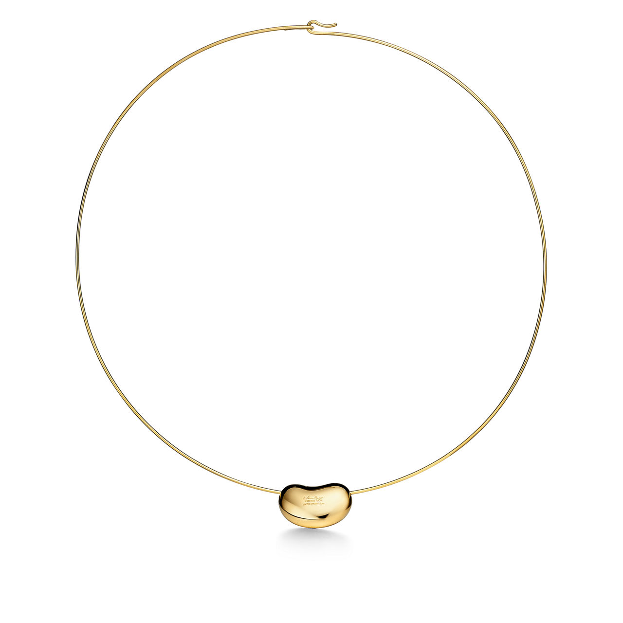 Elsa Peretti®:Bean design Wire Necklace in Gold with Pavé Diamonds, 20 mm image number 3