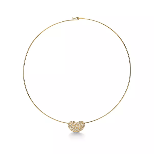 Bean Design Halsreif in Gold mit Pavé-Diamanten, 20 mm