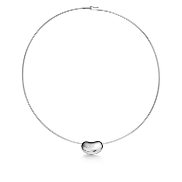 엘사 퍼레티™:빈 디자인 와이어 네크리스, 플래티늄, 파베 다이아몬드 세팅, 20mm, 3