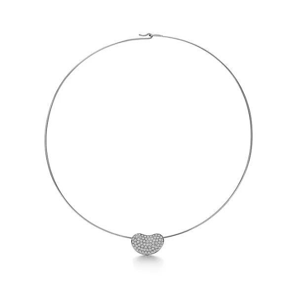 Bean Design Halsreif in Platin mit Pavé-Diamanten, 20 mm