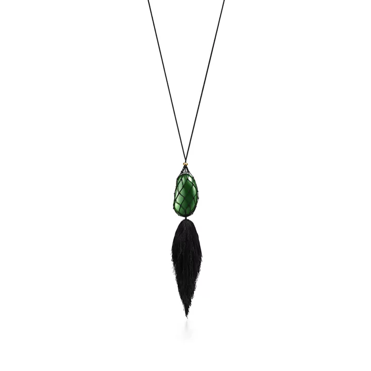 Elsa Peretti®:Bean® design Necklace with Silk and Green Nephrite Jade, 1