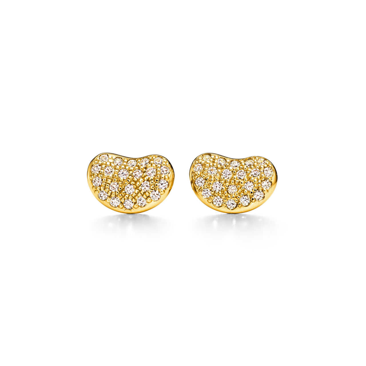Bean Design Ohrringe in Gelbgold mit Pavé-Diamanten, 9 mm